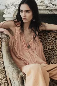 Топ с оборками - коллекция zw ZARA, цвет Peach