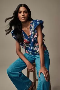 Топ с оборками Laura Ashley, синий