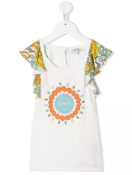 Топ с оборками на рукавах Lanvin Enfant, белый