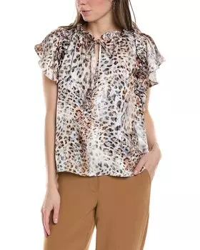 Топ с оборками на рукавах Lola & Sophie, коричневый