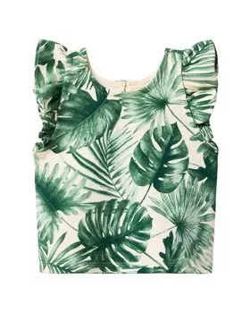 Топ с оборками на рукавах от Janie and Jack Palm, зеленый