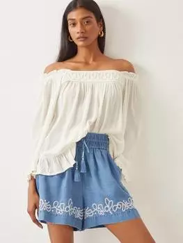 Топ с оборками от bryony с открытыми плечами Monsoon, белый