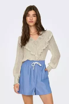 Топ с оборкой «Добби» Only, бежевый