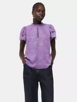 Топ с оборкой на рукаве с рисунком гепарда Whistles, цвет Purple/Multi