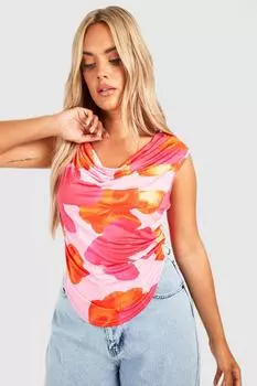 Топ с окруженным нимом и цветочным капюшоном Boohoo, розовый