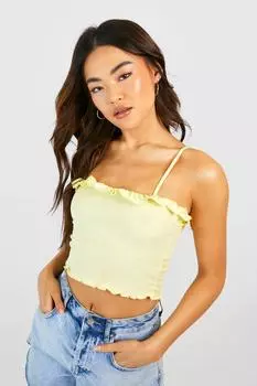 Топ с органической ребкой Boohoo, желтый