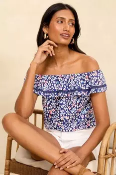 Топ с отделкой Bardot Love & Roses, синий