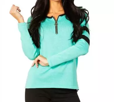 Топ с отделкой молнией и полосками цвета мяты Angel Apparel, цвет mint