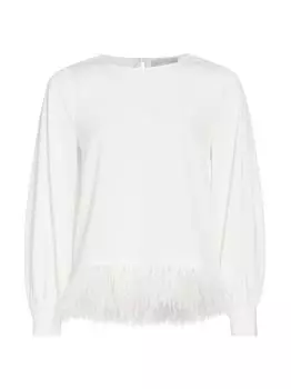 Топ с отделкой перьями Rhea Elie Tahari, белый