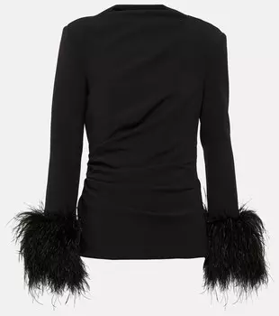 Топ с отделкой перьями Safiyaa, черный