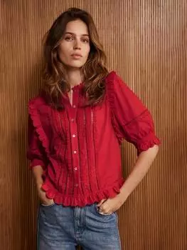 Топ с отделкой рюшами Mint Velvet, красный