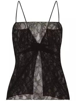 Топ с открытой спиной и кружевом Dolce & Gabbana, черный