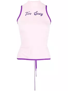 Топ с открытой спиной и надписью Natasha Zinko, розовый