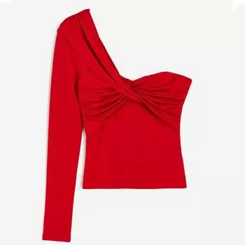 Топ с открытым плечом H&M Draped, красный