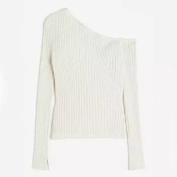 Топ с открытым плечом H&M Rib-knit, белый