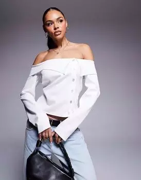 Топ с открытыми плечами ASOS DESIGN кремового цвета