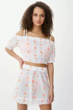 Топ с открытыми плечами Broderie Debenhams, оранжевый