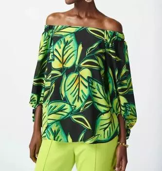 Топ с открытыми плечами цвета лайм Joseph Ribkoff, лаймово-зеленый