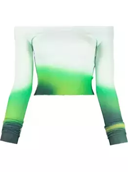 Топ с открытыми плечами и эффектом градиента OFF-WHITE, зеленый