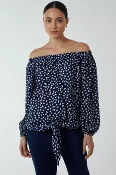 Топ с открытыми плечами и галстуком Blue Vanilla, синий