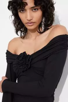 Топ с открытыми плечами и рюшами & Other Stories, черный