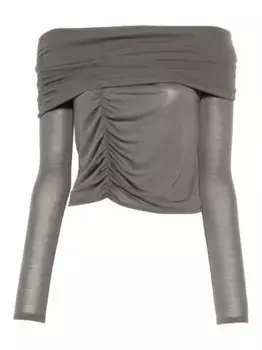 Топ с открытыми плечами и сборками ALOHAS, серый