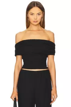Топ с открытыми плечами из текстурированного трикотажа Astr The Label, black