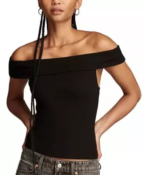 Топ с открытыми плечами Lucky Brand, черный