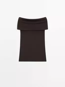 Топ с открытыми плечами Massimo Dutti, коричневый
