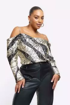 Топ с открытыми плечами плюс River Island, желтый
