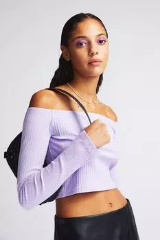 Топ с открытыми плечами, подчеркивающий фигуру H&amp;M, светло-фиолетовый