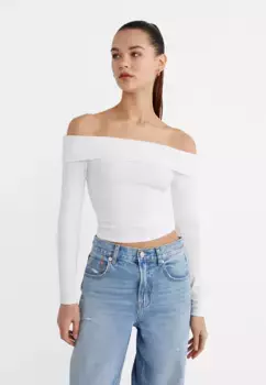 Топ с открытыми плечами Stradivarius, белый