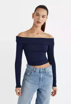 Топ с открытыми плечами Stradivarius, синий