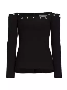 Топ с открытыми плечами, украшенный искусственной грушей Lela Rose, черный