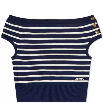 Топ с открытыми плечами в матросскую полоску AMI Paris