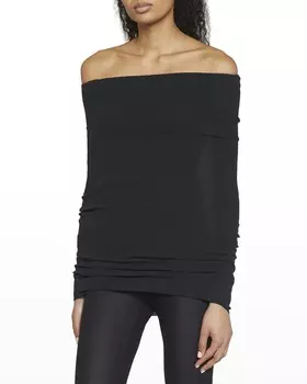 Топ с открытыми плечами в рубчик Balenciaga