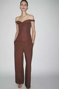 Топ с открытыми плечами ZARA, цвет Dark burgundy