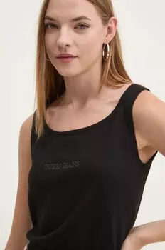 Топ с оттенком шелка Guess Jeans, черный