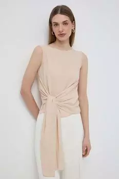 Топ с оттенком шелка Weekend Max Mara, бежевый