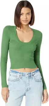 Топ с овальным вырезом и длинными рукавами Abercrombie & Fitch, цвет Artichoke Green