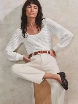 Топ с овальным вырезом из трикотажа pointelle Ro&Zo, белый