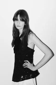 Топ с пайетками и бантом H&M, черный