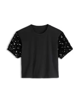 Топ с пайетками на рукавах для девочек Misha - Big Kid KatieJnyc, черный