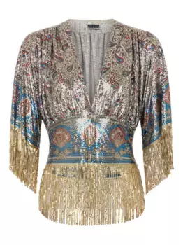 Топ с пайетками Rabanne, нейтральный