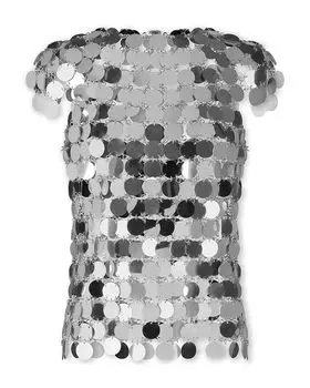 Топ с пайетками Rabanne, серебряный