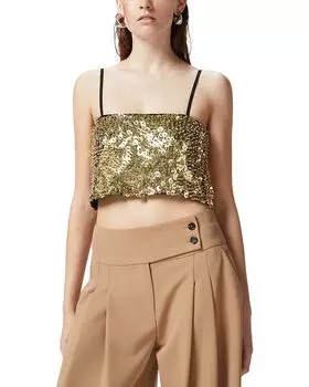 Топ с пайетками Sailor PINKO, коричневый/бежевый