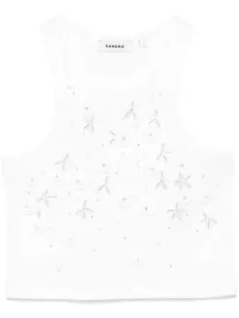 Топ с пайетками SANDRO, белый