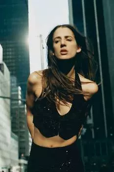 Топ с пайетками ZARA, черный