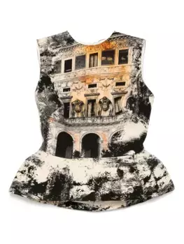 Топ с пеплумом и пейзажным принтом Isabel Sanchis, желтый