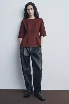 Топ с пеплумом ZARA, бордовый